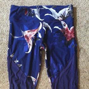 FABLETICS Low-Rise Purple Flower Ankle Leggings